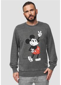 Recovered Herren Sweatshirt "Disney Mickey Peace Pose", grau, casual, Gr. L, bedruckt, 100% Baumwolle, Sweatshirts, im zeitlosen Design
