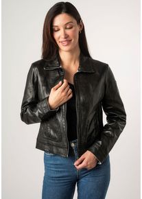 Mauritius Damen Lederjacke "MWLusan", schwarz, modisch, Gr. XXL, unifarben, Obermaterial: 100% Schafsleder. Futter: 90% Baumwolle, 10% Polyester.