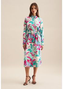 Seidensticker Damen Sommerkleid "Schwarze Rose", blau, Gr. 38, geblümt, 100% Baumwolle, Kleider, Langarm Kragen Floral