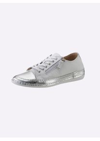 Andrea Conti Damen Sneaker, Gr. 38, silber, Leder, Rindsleder, Glattleder, modisch, Schuhe