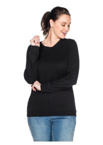 sheego Damen Rundhalspullover "Große Größen", schwarz, casual, Gr. 44, unifarben, Feinstrick, Obermaterial: 50% Baumwolle, 50% Polyacryl, Pullover