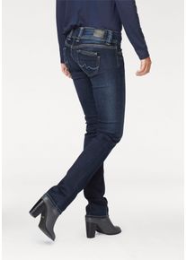 Pepe Jeans Damen Straight-Jeans "VENUS", blau, casual, Gr. 25, unifarben, Denim/Jeans, Obermaterial: 98% Baumwolle, 2% Elasthan, Jeans, mit Badge