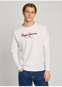 Pepe Jeans Herren Langarmshirt "EGGO LONG", weiß, modisch, Gr. XXL, bedruckt, Single Jersey, Obermaterial: 100% Baumwolle, Shirts