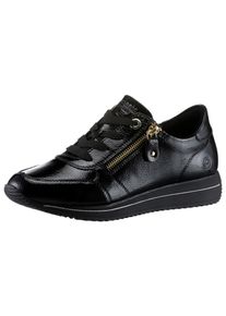 Remonte Damen Keilsneaker, Gr. 41, schwarz, Lackleder, glänzend, sportlich, Schuhe, Freizeitschuh, Halbschuh, Schnürschuh in schmaler Form