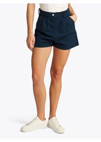 Tommy Jeans Damen Chinoshorts "TJW CLAIRE HR PLEATED SHORT", blau, casual, Gr. 33, unifarben, Twill, Obermaterial: 96% Baumwolle, 4% Elasthan, Hosen,
