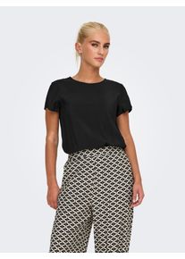 Only Damen Blusenshirt "ONLAYA LIFE S/S O-NECK TOP NOOS PTM", schwarz, modisch, Gr. XS, unifarben, Web, Obermaterial: 83% Viskose, 17% Nylon, Shirts