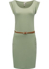 Ragwear Damen Sommerkleid "Tagg", grün, Gr. XL, Material: 95% Viskose, 5% Elasthan, Kleider, Damen Kurzarm-Kleid mit Taillengürtel und Taschen