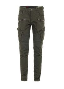 Cipo & Baxx CIPO & BAXX Herren Cargojeans "Jeans", grün, sportlich, Gr. 40, unifarben, 79% Baumwolle;19% Polyester;2% Elasthan, Jeans, im angesagten Biker-Stil,