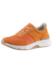 Damen Keilsneaker, Gabor Rollingsoft, Gr. 36, orange, Textil, Veloursleder, sportlich, Schuhe, Freizeitschuh, Halbschuh, Schnürschuh, Logoschriftzug