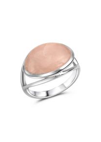 Celesta Damen Fingerring "Silber 925 rhodiniert mit echtem Rosenquarz", 058 (18,5), Silber 925 (Sterlingsilber), silber, Silber 925 (Sterlingsilber),