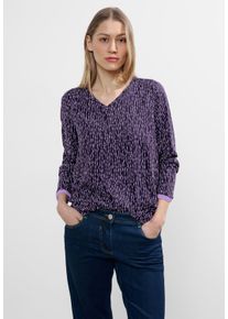Cecil Damen Langarmbluse, blau, casual, Gr. XL, gemustert, Stoff, 100% Viskose, Blusen, aus softer Viskose