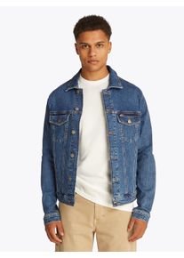 Tommy Jeans Herren Jeansjacke "RYAN RGLR TRCKR JCKT EXT BI8130", blau, casual, Gr. S, unifarben, Web, Obermaterial: 99% Baumwolle, 1% Elasthan,