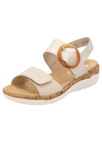Remonte Damen Keilsandalette, Gr. 41, beige, Leder, Lederimitat, klassisch, Schuhe, Sommerschuh, Riemchensandale, praktische Klettverschlüsse