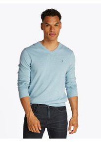 Tommy Hilfiger Herren Strickpullover "ESSENTIAL COTTON V NECK"blau fizz heather, casual, Gr. XXL, meliert, Strick, Obermaterial: 100% Baumwolle,
