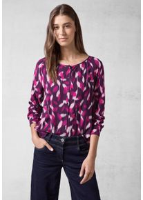 Cecil Damen Langarmbluse, rosa, casual, Gr. XL, bedruckt, Stoff, 100% Viskose, Blusen, aus softer Viskose