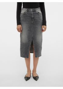 Véro Moda VERO MODA Damen Maxirock "VMVERI HR CALF DENIM SKIRT GA NOOS", blau, modisch, Gr. XS, unifarben, Denim/Jeans, Obermaterial: 99% Baumwolle, 1%