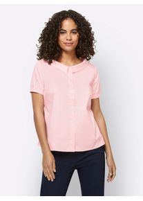Heine Damen Kurzarmbluse, rosa, Gr. 34, unifarben, 97% Baumwolle, 3% Elasthan, Blusen