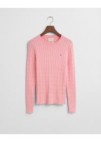 Gant Damen Strickpullover "STRETCH COTTON CABLE C-NECK", pink, casual, Gr. XXL, Strick, Obermaterial: 88% Baumwolle, 10% Polyamid, 2% Elasthan,