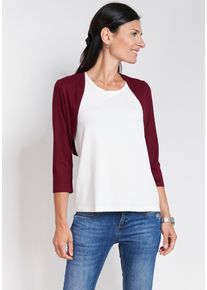 Seidel Moden Damen Shirtjacke, rot, casual, Gr. 36, kontrastfarbene Details, Jersey, Obermaterial: 95% Viskose, 5% Elasthan, Shirts, mit 3/4 Ärmeln,