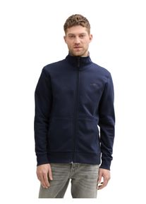 Tom Tailor Herren Sweatjacke, blau, casual, Gr. L, unifarben, Sweatware, Obermaterial: 70% Baumwolle, 30% Polyester, Sweatjacken, mit Logo Stickerei