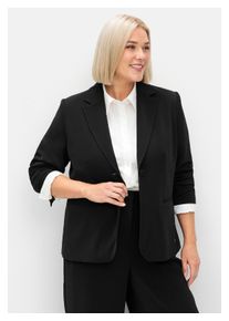 sheego Damen Kurzblazer "Große Größen", schwarz, klassisch, Gr. 42, unifarben, Obermaterial: 100% Polyester;Futter: 100% Polyester, Blazer, in