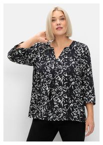 sheego Damen Tunika "Große Größen", schwarz-weiß, casual, Gr. 54, gemustert, Obermaterial: 100% Viskose (LENZING ECOVERO), Tuniken, mit 3/4-Arm und