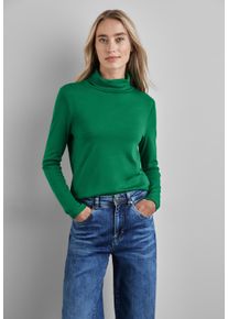 Street One Damen Langarmshirt, grün, casual, Gr. 46, unifarben, Web, Stoff, 50% Baumwolle, 50% Modal, Shirts, im soften Baumwoll-Mix