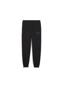 Puma Kinder Sporthose "Essentials Script Jogginghose Mädchen", schwarz, Gr. 128, bedruckt, Obermaterial: 68% Baumwolle, 32% Polyester; Taschenfutter: