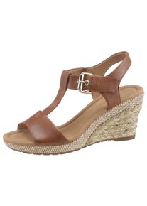 Gabor Damen Keilsandalette "MILANO", Gr. 40, braun, Kalbsleder, unifarben, klassisch, Schuhe, Sommerschuh, Sandale, Keilabsatz, mit Bastbezug, Weite G