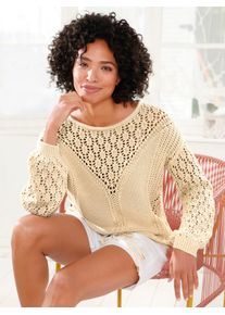 Heine Damen Strickpullover "Pullover", beige, Gr. 44, unifarben, 100% Baumwolle, Pullover