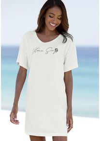 Vivance Dreams Damen Sleepshirt, Gr. 32, beige, Single Jersey, Obermaterial: 60% Baumwolle, 40% Polyester, unifarben, bedruckt, feminin, Kleider, mit