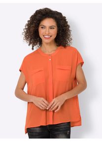 Heine Damen Kurzarmbluse, orange, Gr. 40, unifarben, 100% Polyester, Blusen