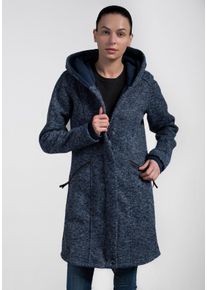 Polarino Damen Strickmantel, blau, sportlich, Gr. 34, Obermaterial: 100% Polyester, Mäntel, atmungsaktiv und wärmeisolierend. Strickoptik außen,