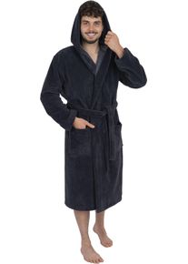 WEWO-Fashion Herrenbademantel WEWO FASHION, L:120cm in Gr. XL, grau, Baumwoll-Mix, Hausmäntel, "ideal für Sauna & Spa, Hotelbademantel, Morgenmantel", mit Kapuze,