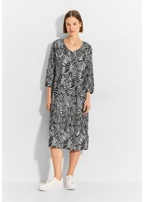 Cecil Damen Blusenkleid, schwarz, casual, Gr. XS, gemustert, Stoff, 100% Viskose, Kleider, mit Taillierung
