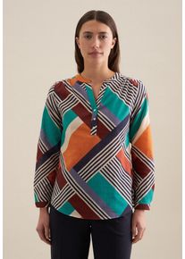 Seidensticker Damen Klassische Bluse "Schwarze Rose", blau, Gr. 38, gemustert, 100% Baumwolle, Blusen, Tunika Geometrische Muster