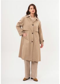 FRESHLIONS Damen Trenchcoat "Cecilia", braun, elegant, Gr. S, unifarben, 64% Baumwolle, 33% Polyester, 3% Elasthan, Mäntel, in klassischem Design