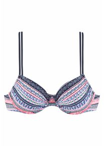 s.Oliver Damen Bügel-Bikini-Top "Barcelona", bunt, Gr. 36, Ethnomuster, kontrastfarbene Details, Polyamid, Bikini-Oberteile, mit modernem Ethno-Print