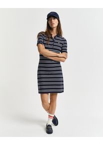 Gant Damen Polokleid "STRIPE SHIELD SS PIQUE POLO DRESS", blau, casual, Gr. XXL, Piquu00e9, Obermaterial: 100% Baumwolle, Kleider