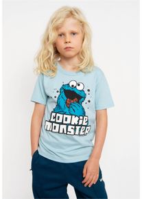 logoshirt Mädchen T-Shirt "Sesamstraße - Krümelmonster", blau, casual, Gr. 164, unifarben, 100% Baumwolle, Shirts, mit coolem Frontprint