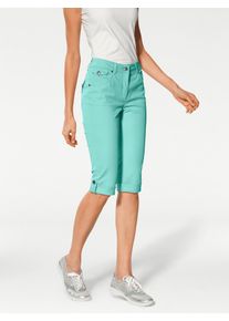 Heine Damen Caprijeans, blau, Gr. 50, unifarben, 97% Baumwolle, 3% Elasthan, Miedereinsatz:15% Elasthan, 85% Polyamid, Jeans
