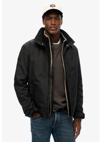 Superdry Herren Outdoorjacke "NON HOOD LOGO WINDBREAKER", schwarz, modisch, Gr. S, unifarben, Web, Obermaterial: 100% Polyester, Jacken