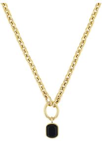 s.Oliver Damen Kette mit Anhänger "2038858", Edelstahl, L: 50cm, schwarz, Edelstahl, Halsketten, mit Achat