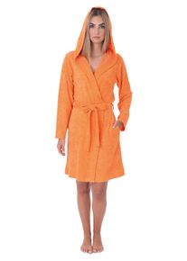 WEWO-Fashion Damenbademantel WEWO FASHION, L:100cm in Gr. XS, orange, Leichtfrottier, Hausmäntel, "6043, ideal für Sauna & Spa, Hotelbademantel, Morgenmantel"