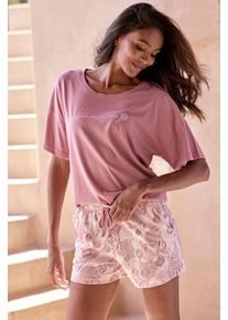 Vivance Dreams Damen Shorty, Gr. 36, lila, Single Jersey, Obermaterial: 60% Baumwolle, 40% Polyester, gemustert, feminin, Homewear-Sets, Schönes