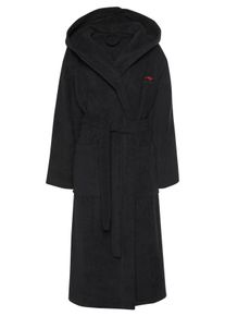 Unisex-Bademantel Kangaroos, L:125cm in Gr. XXL, schwarz, Walkfrottee, Hausmäntel, "Cassidy, für Damen & Herren, Standardlänge & Überlänge", mit