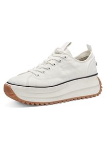 Tamaris Damen Plateausneaker "Milena", Gr. 41, weiß, Textil, Synthetik, sportlich, Schuhe, Freizeitschuh, Halbschuh, Schnürschuh mit Touch-It