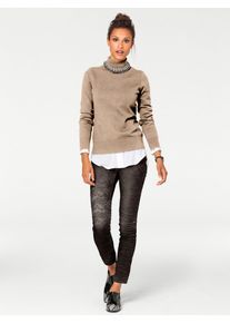 Heine Damen Rollkragenpullover "Rollkragen-Pullover", beige, Gr. 46, unifarben, 100% Baumwolle, Pullover