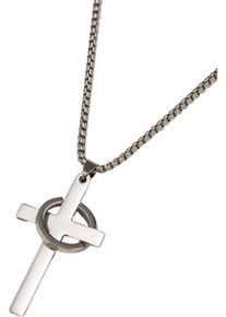 Firetti Damen Kette mit Anhänger "Schmuck Geschenk Edelstahl Halsschmuck Halskette Kreuz", Edelstahl, L: 60cm B: 3mm, silber, Edelstahl, B:3mm,