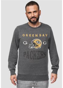 Recovered Herren Sweatshirt "Green Bay Packers", grau, casual, Gr. M, bedruckt, 100% Baumwolle, Sweatshirts, für alle Green Bay Packers-Fans